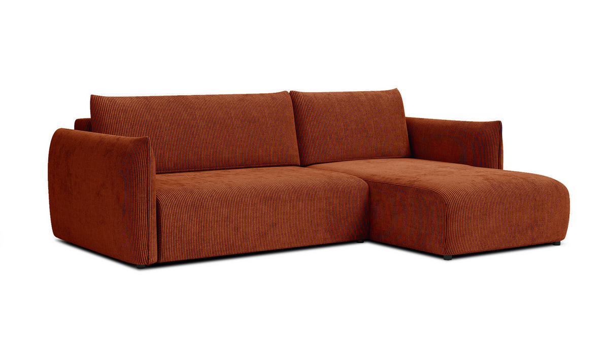 ECKSOFA TAUER 3-Sitzer links, orange - Schwarz/Orange, Holz/Textil (248/173cm) - Courtois Laville