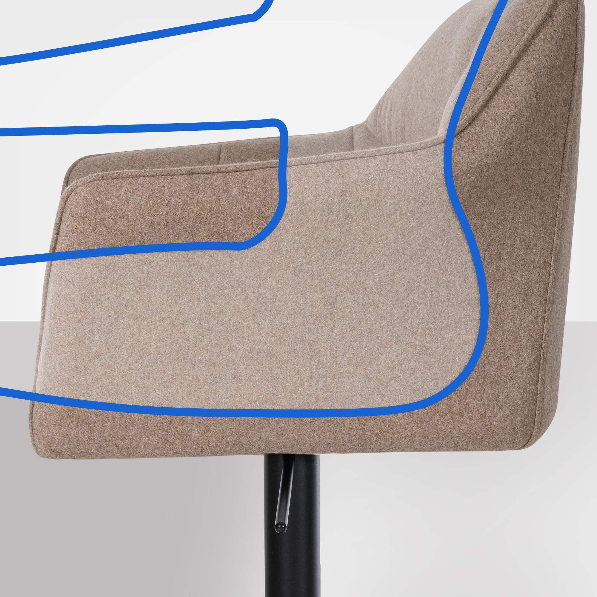 BARHOCKER Filz Taupe - Taupe/Schwarz, Textil/Metall (64/88/45cm) - CLP