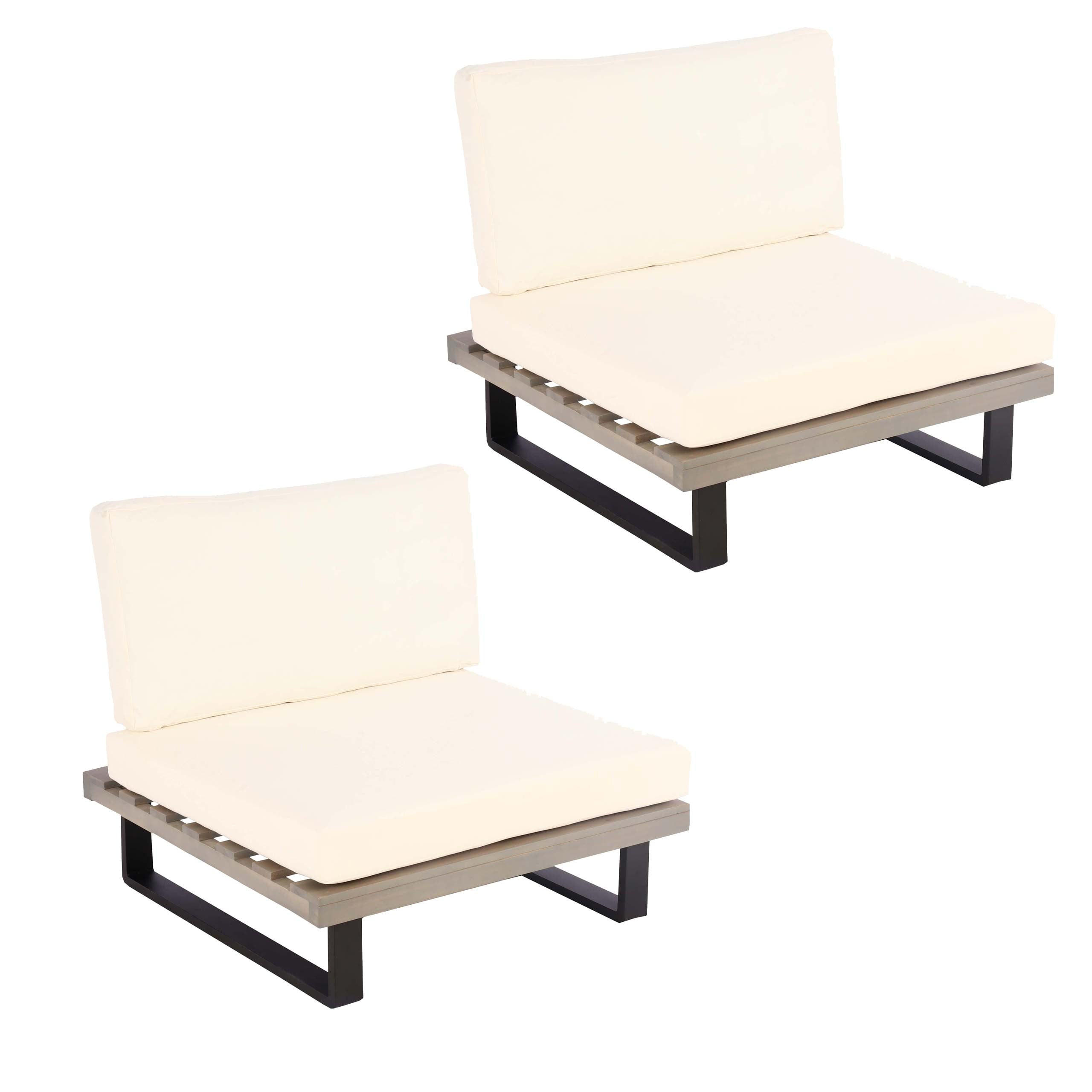 LOUNGESESSEL Garten 2er-Set Grau Cremeweiß - Grau, Metall (82/75/82cm) - PROREGAL