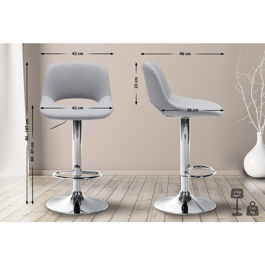 Thumbnail - CLP Barhocker, Grau, Textil, 42x86x46 cm, Esszimmer, Barmöbel, Barhocker