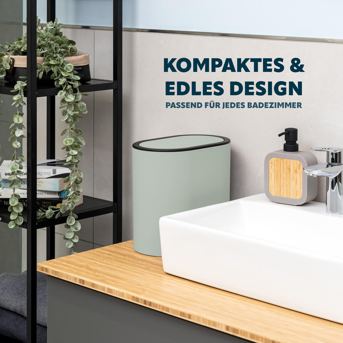 KOSMETIKEIMER 6 Liter, salbei - Salbeigrün, Kunststoff (25.5/24.5/16.5cm) - eluno