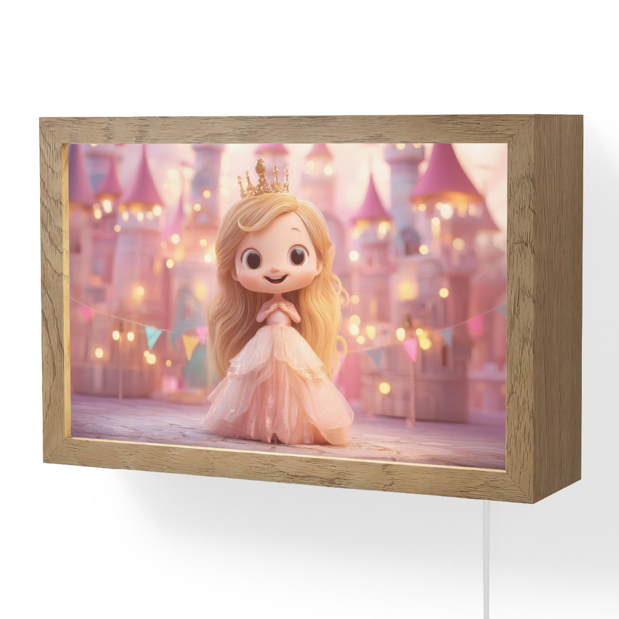 OnlyWow NÁSTĚNNÁ LAMPA Princezna - Růžová - Zámek 30x20 cm