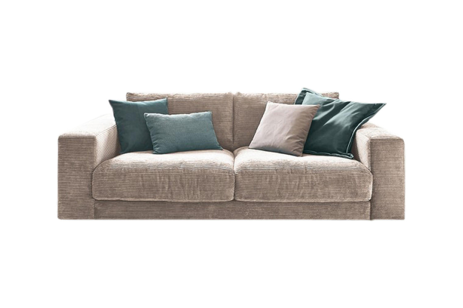 SOFA 2-SITZER MADELINE Taupe Cord - Taupe/Schwarz, Kunststoff/Textil (230/85/127cm) - KAWOLA