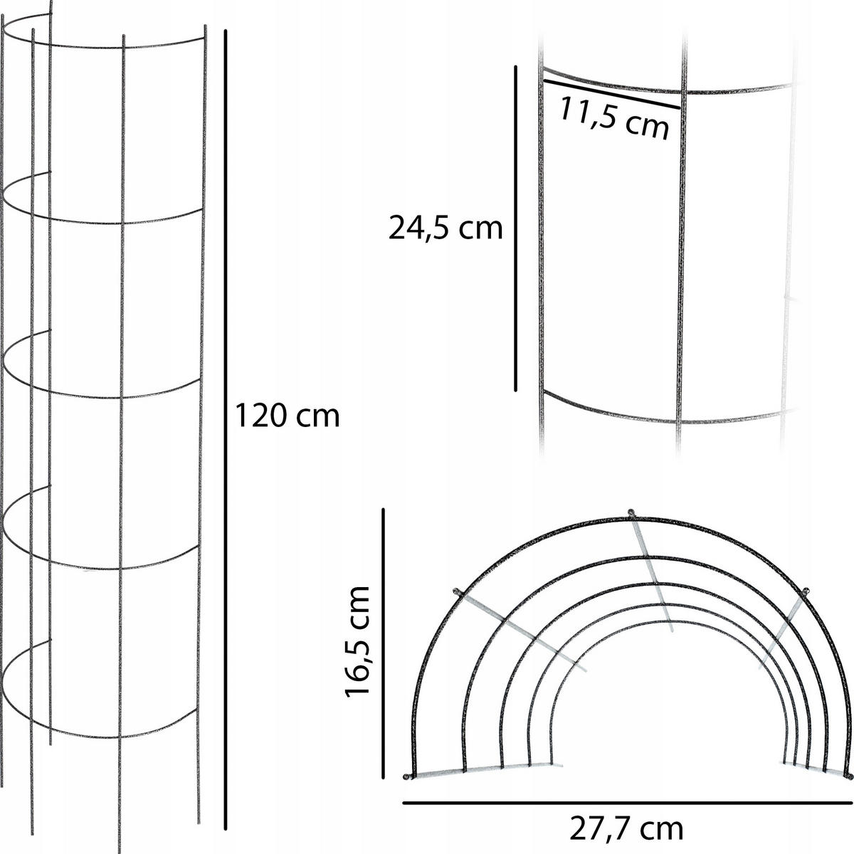 GARTENPERGOLA für Blumen, 28 x 120 cm, schwarz - Schwarz, Metall (28/120cm) - KADAX