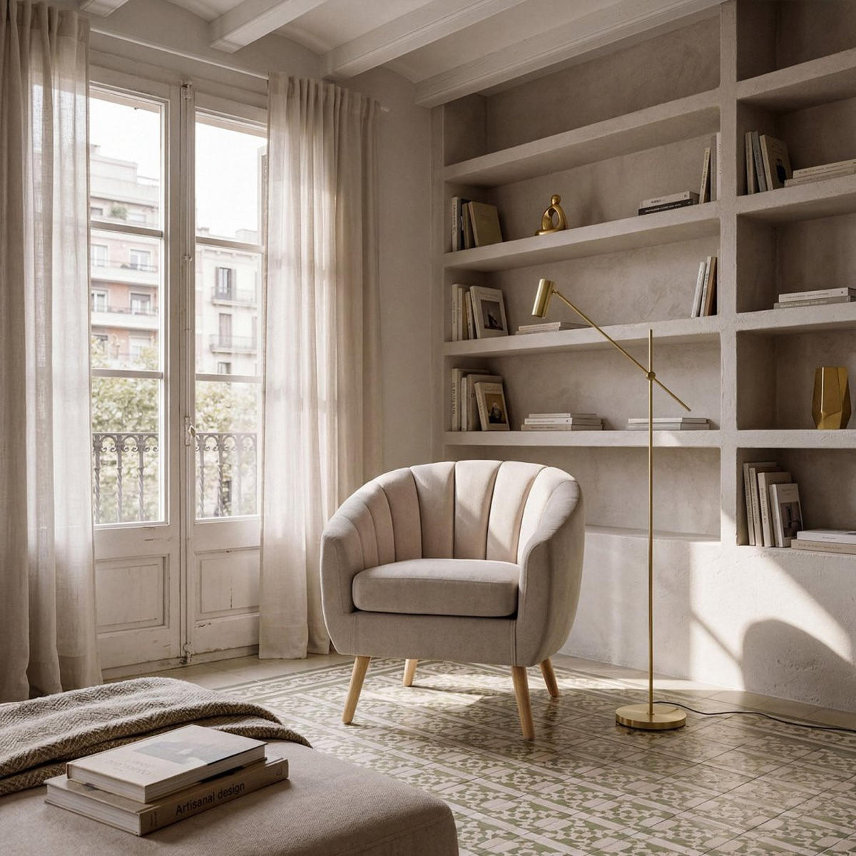 LESESESSEL MILER Beige 75 cm x 75 cm - Beige, Textil (75/75/70cm) - Klast Home