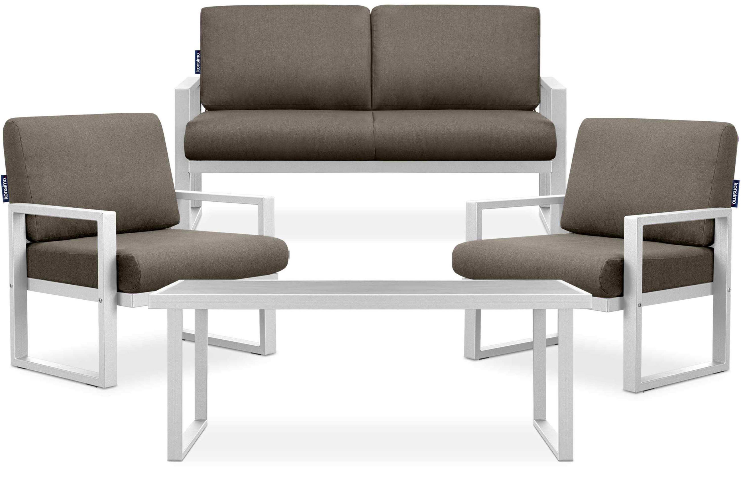 TERRASSENMÖBEL FRENA im Loft-Stil, weiß - Beige/Weiß, Metall - KONSIMO®