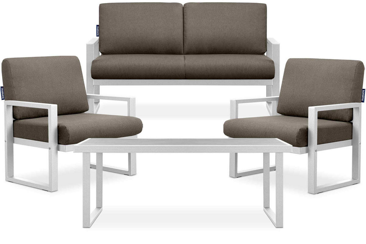 TERRASSENMÖBEL FRENA im Loft-Stil, weiß - Beige/Weiß, Metall - KONSIMO®