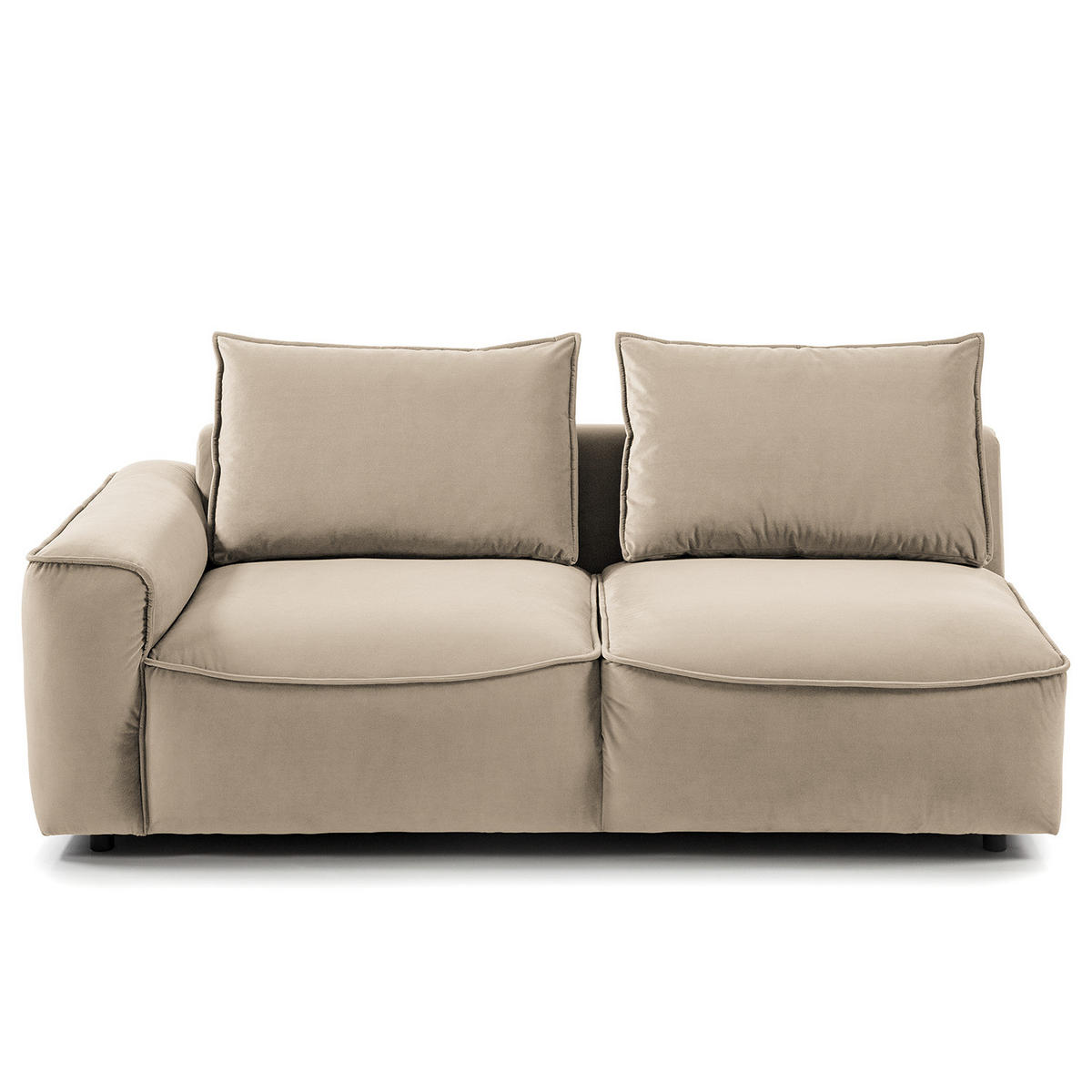 2,5-SITZER SOFA - modular - Beige/Schwarz, Holz/Kunststoff (189/80/99cm) - home24