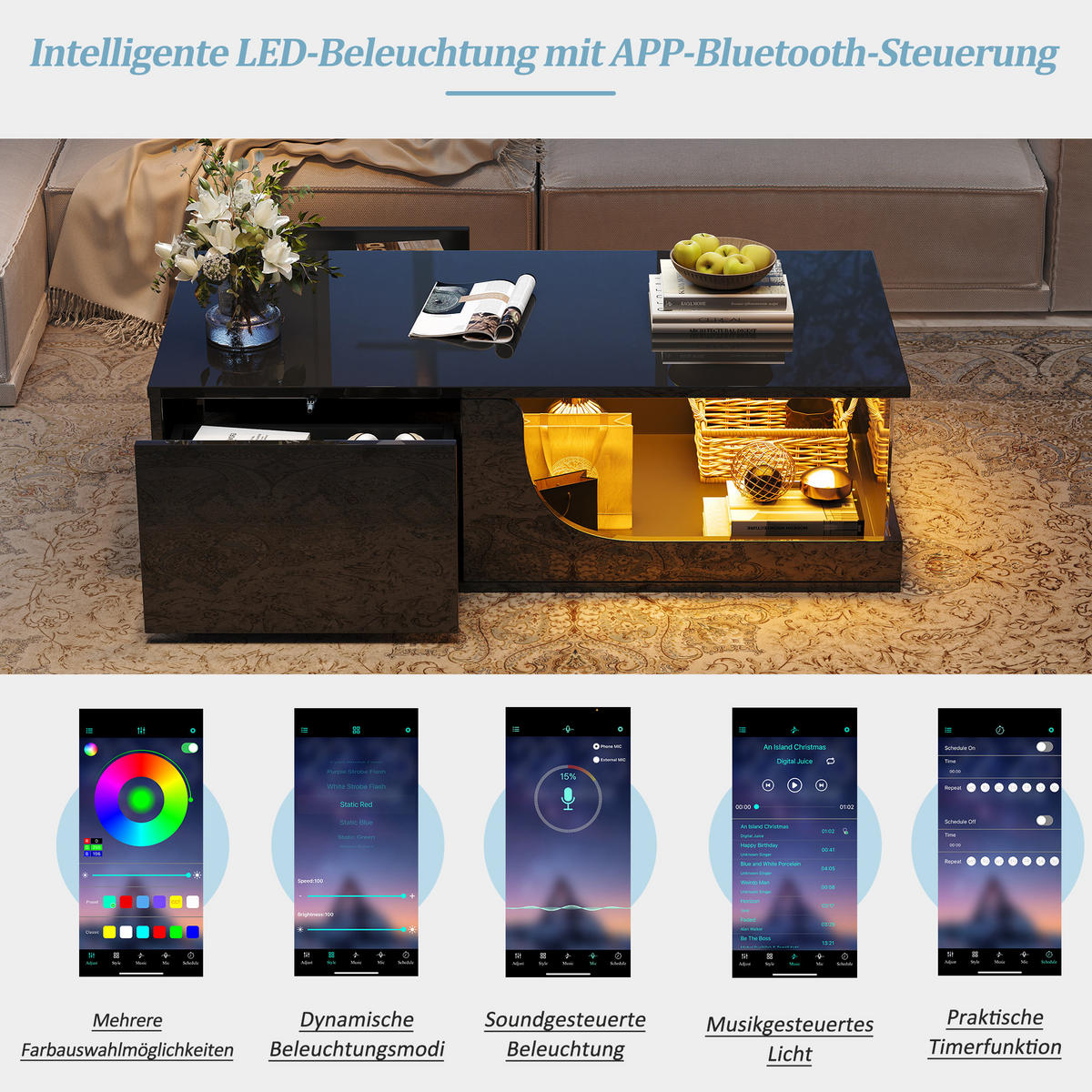 COUCHTISCH Schwarz - Schwarz, Holzwerkstoff (100/50/30cm)