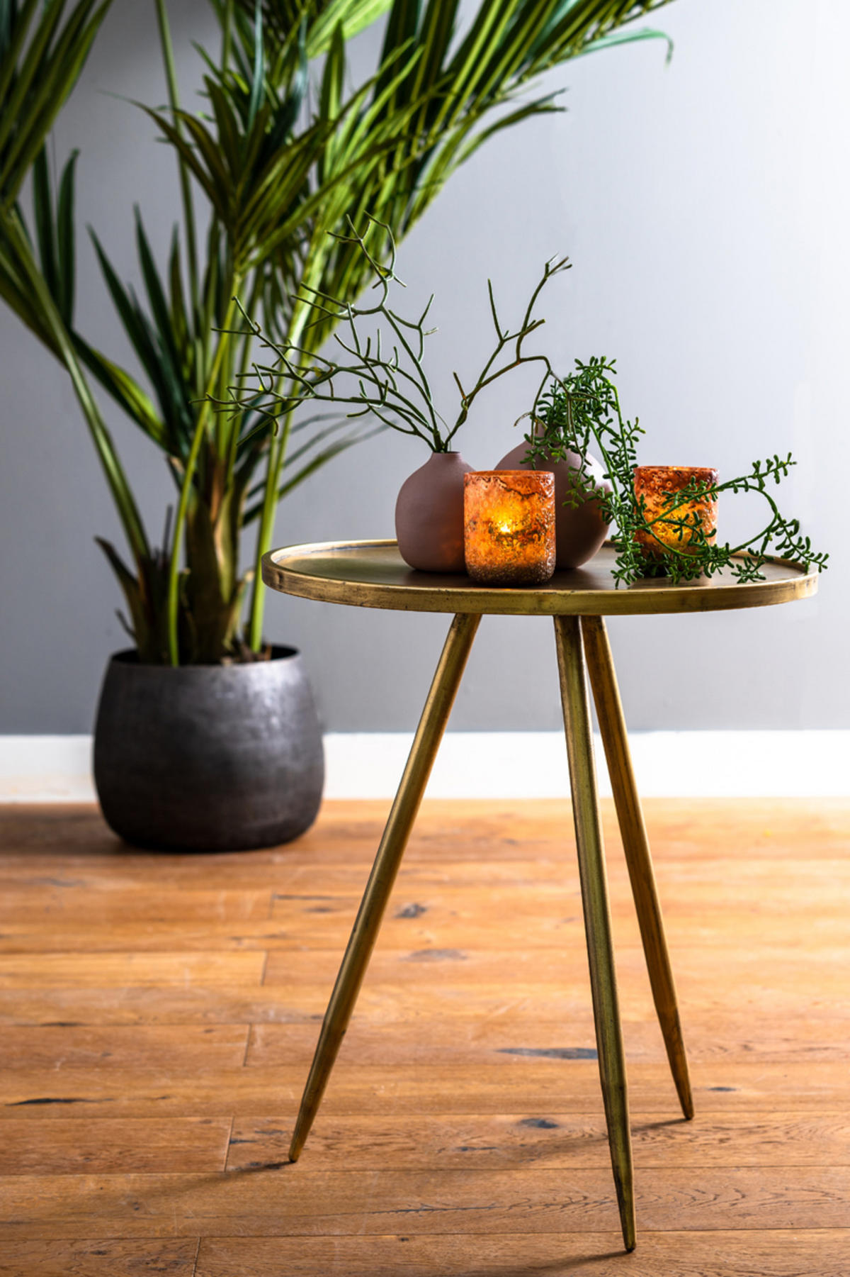 BEISTELLTISCH Envira Gold Ø51/60 cm - Goldfarben, Metall (51/51/60cm) - Light & Living