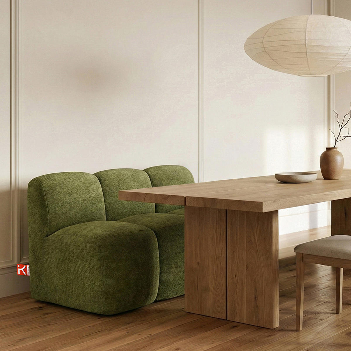 ESSZIMMERBANK BRESCO, Olivgrün - Olivgrün, Holz/Holzwerkstoff (123/80/72cm) - KONSIMO®