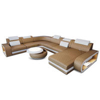 WOHNLANDSCHAFT Berlin U-Form Mini Sandbeige Weiß Kunstleder - Sandfarben, Textil (264/80/362cm)