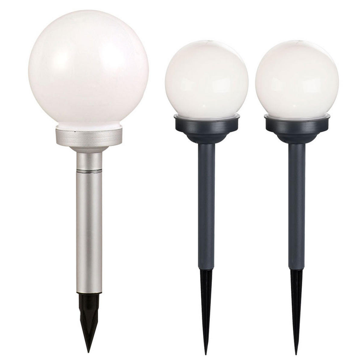 LED AUSSENLEUCHTE Kugel Design Weiß 3er Set - Weiß, Kunststoff (15/15/43cm)