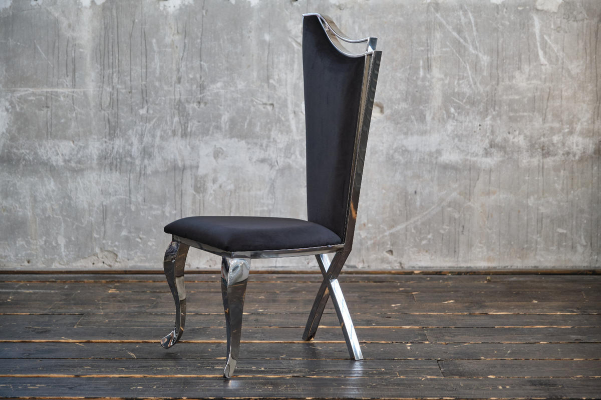 ESSZIMMERSTUHL AMALIA Schwarz Velvet - Schwarz, Textil (50/116/55cm) - KAWOLA