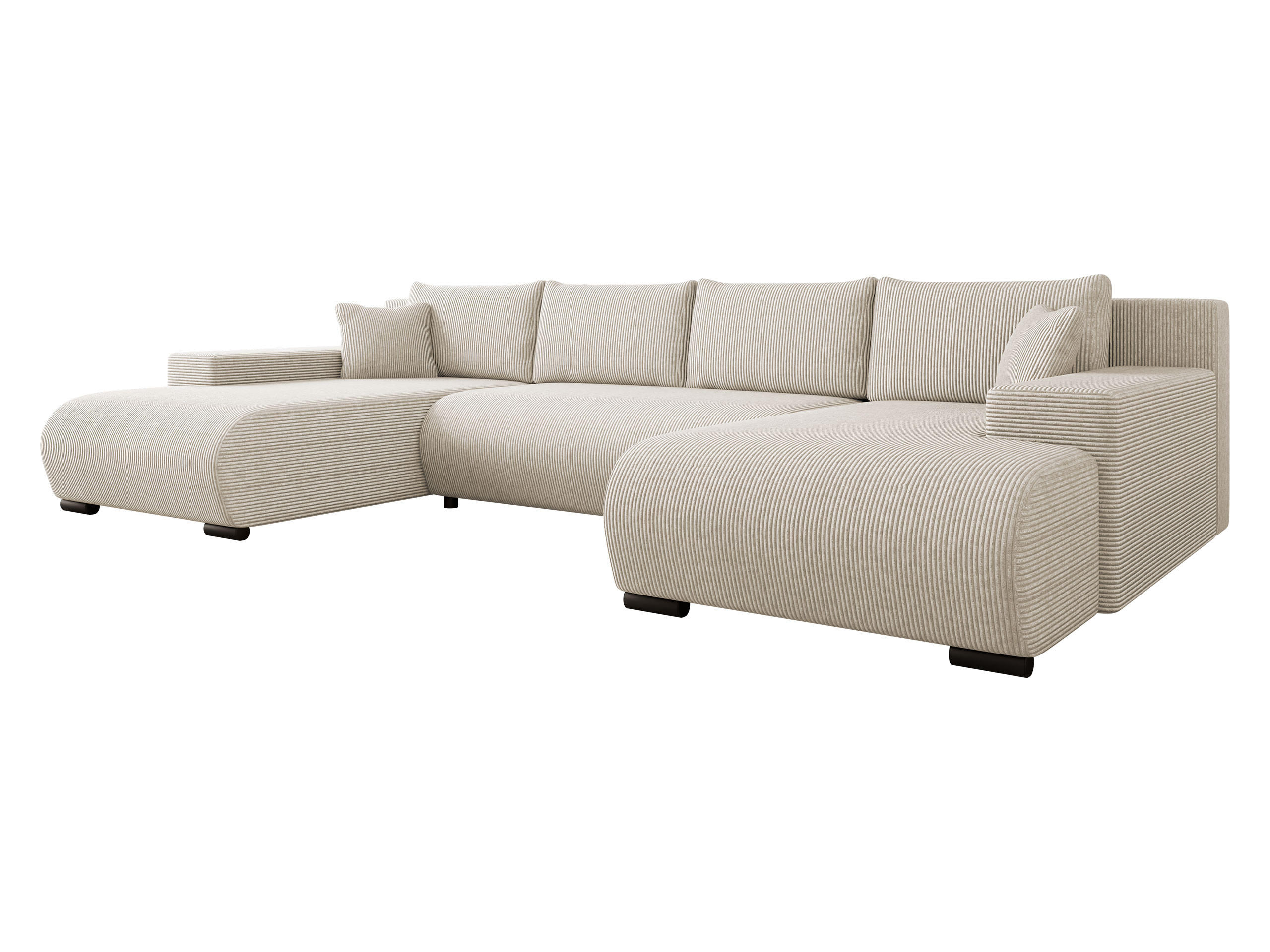 WOHNLANDSCHAFT Nojan U Cord - Beige/Schwarz, Holz/Kunststoff (351/80/191cm) - MIRJAN24