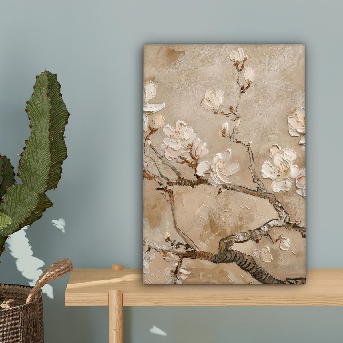 LEINWANDBILD - Blumen - Modern - Beige - Weiß - Blüte - 20x30 - Bilder - Beige, Textil (20/30cm) - MuchoWow