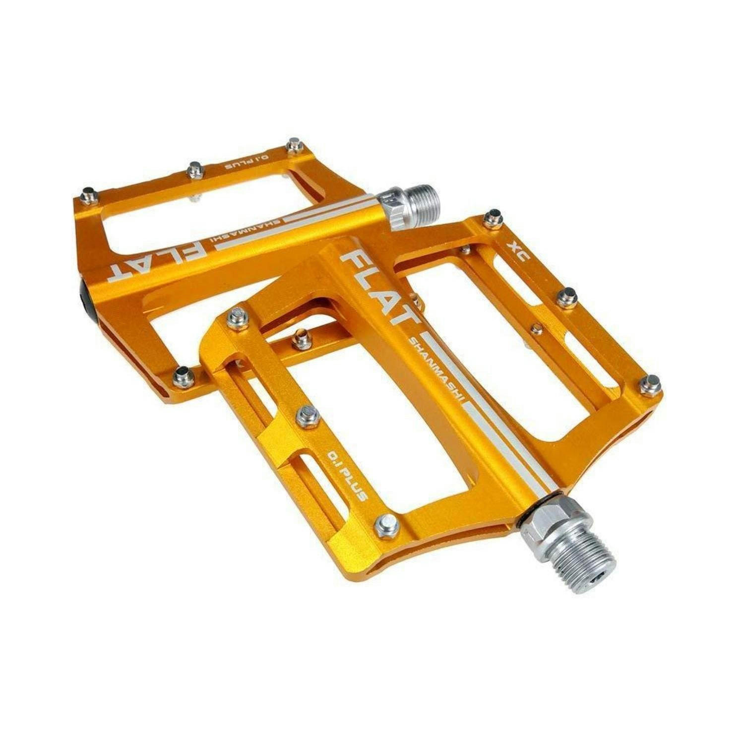 FAHRRADPEDALE Aluminium Gelb MTB/BMX Anti-Rutsch 100 x 98 mm - Gelb, Metall (9.8/1.5/10cm)