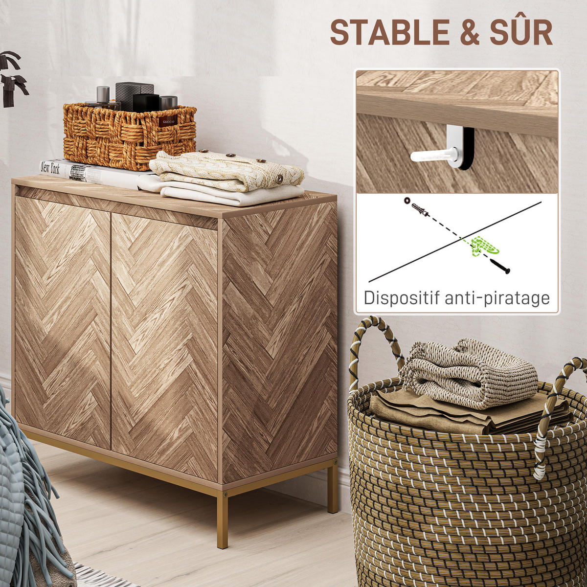 SIDEBOARD Eiche-Nachbildung, 2 Türen, 78/40/78 cm - Naturfarben, Holz (78/78/40cm) - PANGIVO