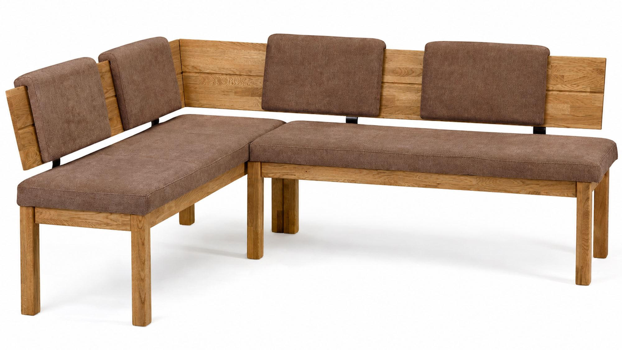 ECKBANK Danny 2 für 5 Personen Massivholz + Microfaser Wildeiche/Braun - Wildeiche/Braun, Holz (155/194cm) - 58aufmkessel