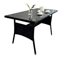 BORD Svart trädgård polyrattan glasskiva 100x60 cm - Svart, Glas/Plast (60/100/70cm) - Relaxdays