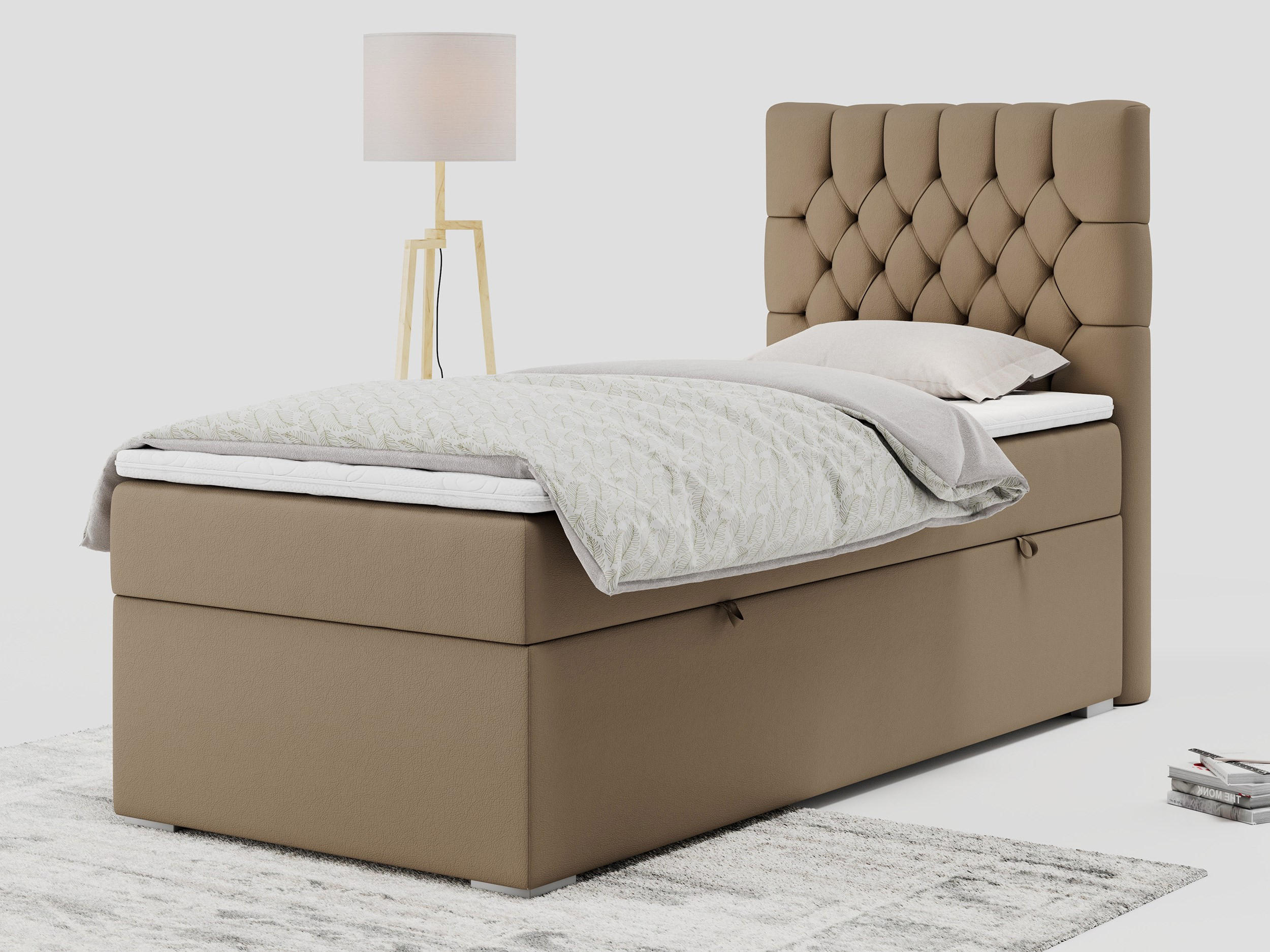 BOXBETT PERA 90/200 Braun Kunstleder - H3 - Rechts Seite - Braun, Holz/Textil (90/200cm) - MKS