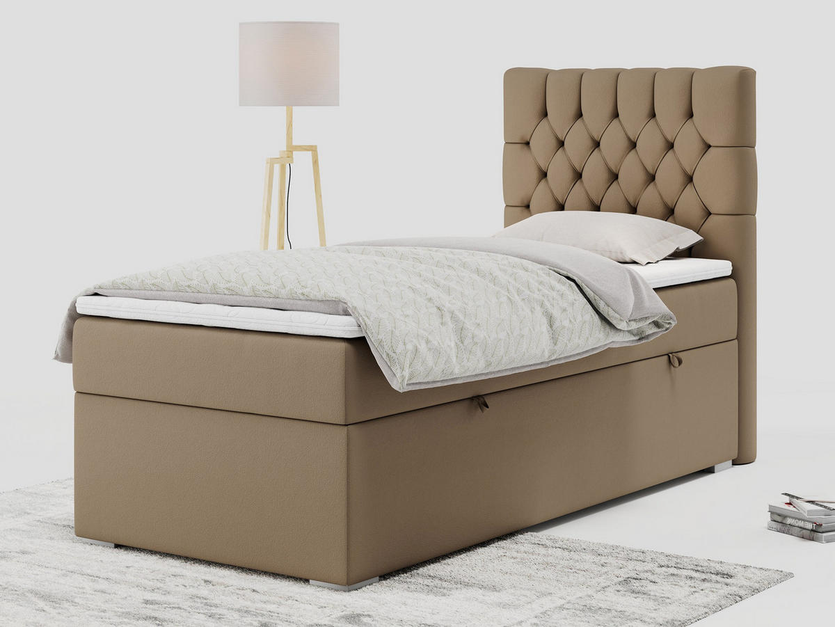 BOXBETT PERA 90/200 Braun Kunstleder - H3 - Rechts Seite - Braun, Holz/Textil (90/200cm) - MKS
