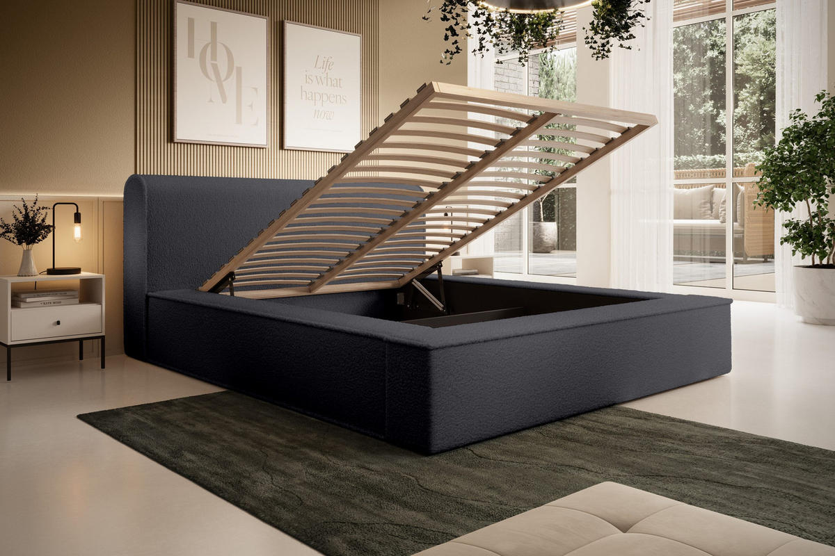 POLSTERBETT aus Polstermaterial Pedrosa 180x200 cm, Schwarz - Schwarz, Textil (180/200cm) - Fedve