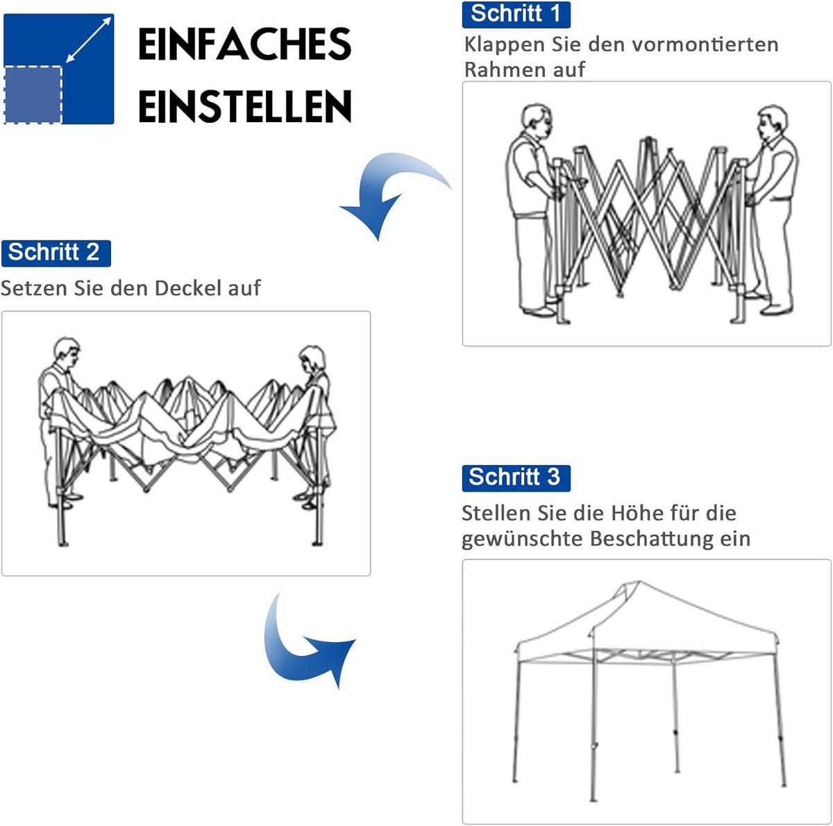 POP-UP-UBERDACHUNGSZELT Dunkelblau - Dunkelblau, Textil (300/335/300cm) - COSTWAY