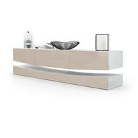 LOWBOARD City Fronten in Sandgrau Hochglanz - Sandfarben, Holzwerkstoff (178/48/39cm) - Vladon