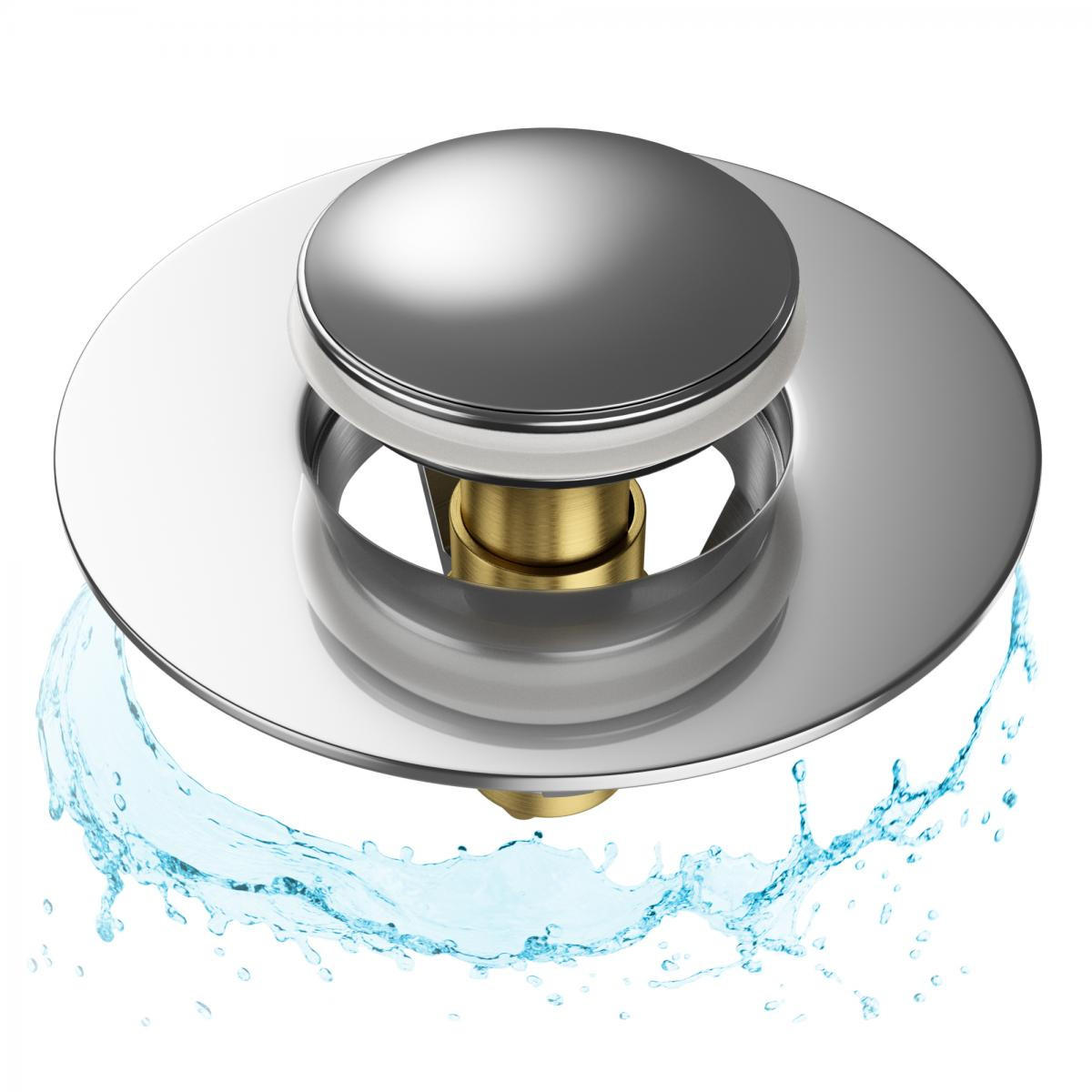 WASCHBECKENSTÖPSEL Pop-Up Metall - Grau, Metall (6/4/5cm) - Sanilo