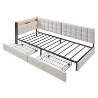 POLSTERBETT 90x200 cm mit 2 Schubladen in Beige - Beige, Textil (90/200cm) - KOMHTOM