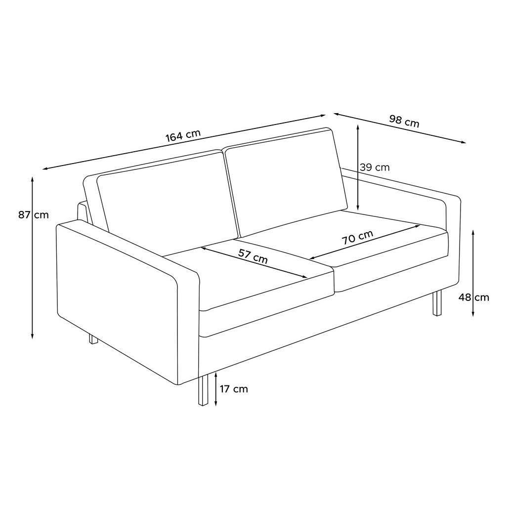 Thumbnail - Konsimo® 2-Sitzer-Sofa, Dunkelbraun, Textil, Rechteckig, 164x87x98 cm, Hergestellt in Europa, Wohnzimmer, Sofas & Couche...