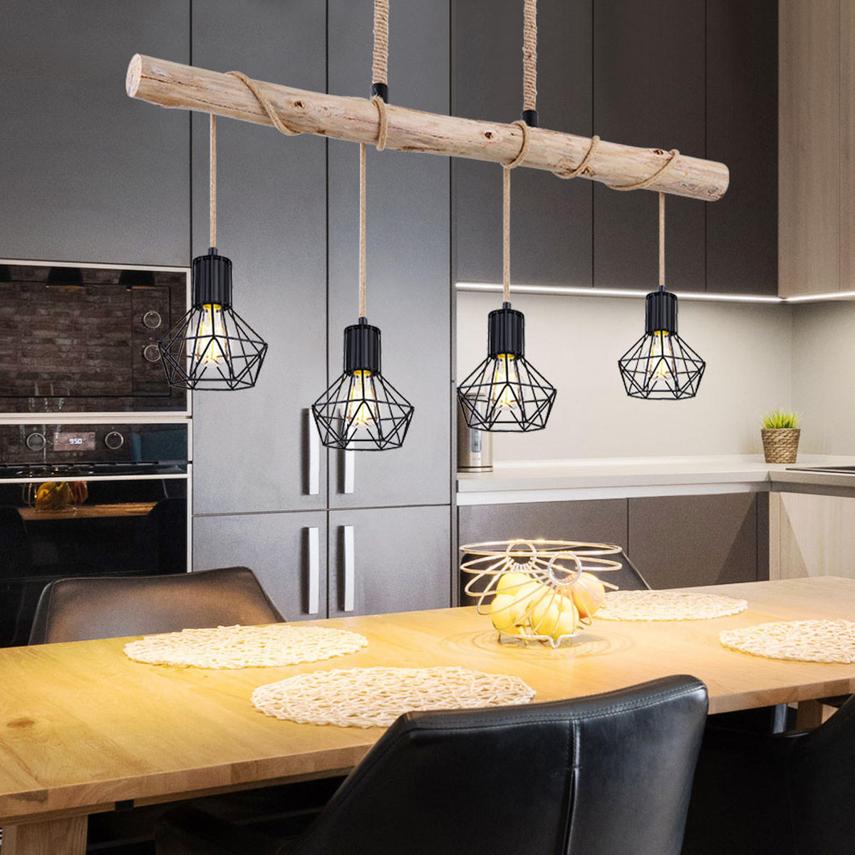 LED HÄNGELEUCHTE Holz Braun Höhenverstellbar - Braun, Holz (100/13.3/120cm) - Globo Lighting