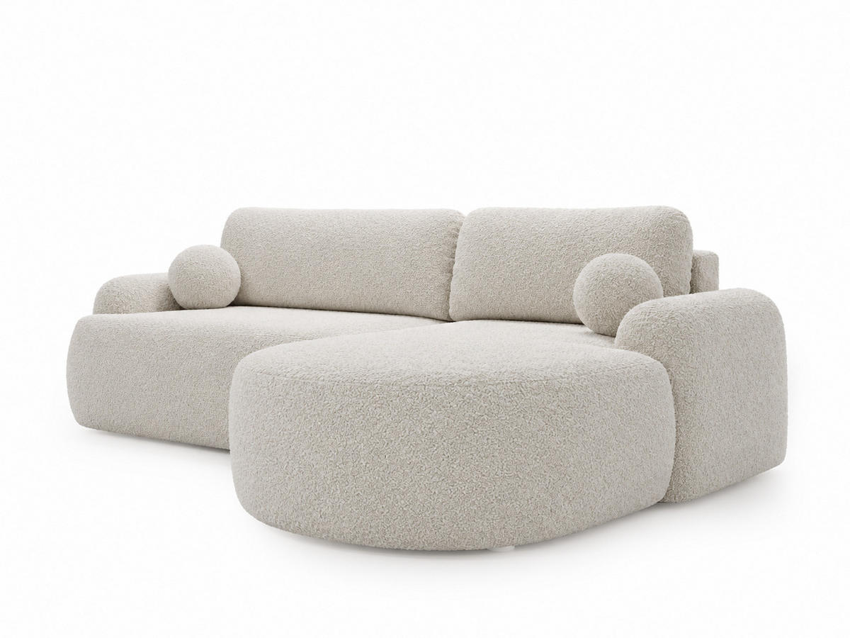 ECKSOFA Aurio weiß Rechts - Weiß, Holz/Textil (261/177cm) - Graingold