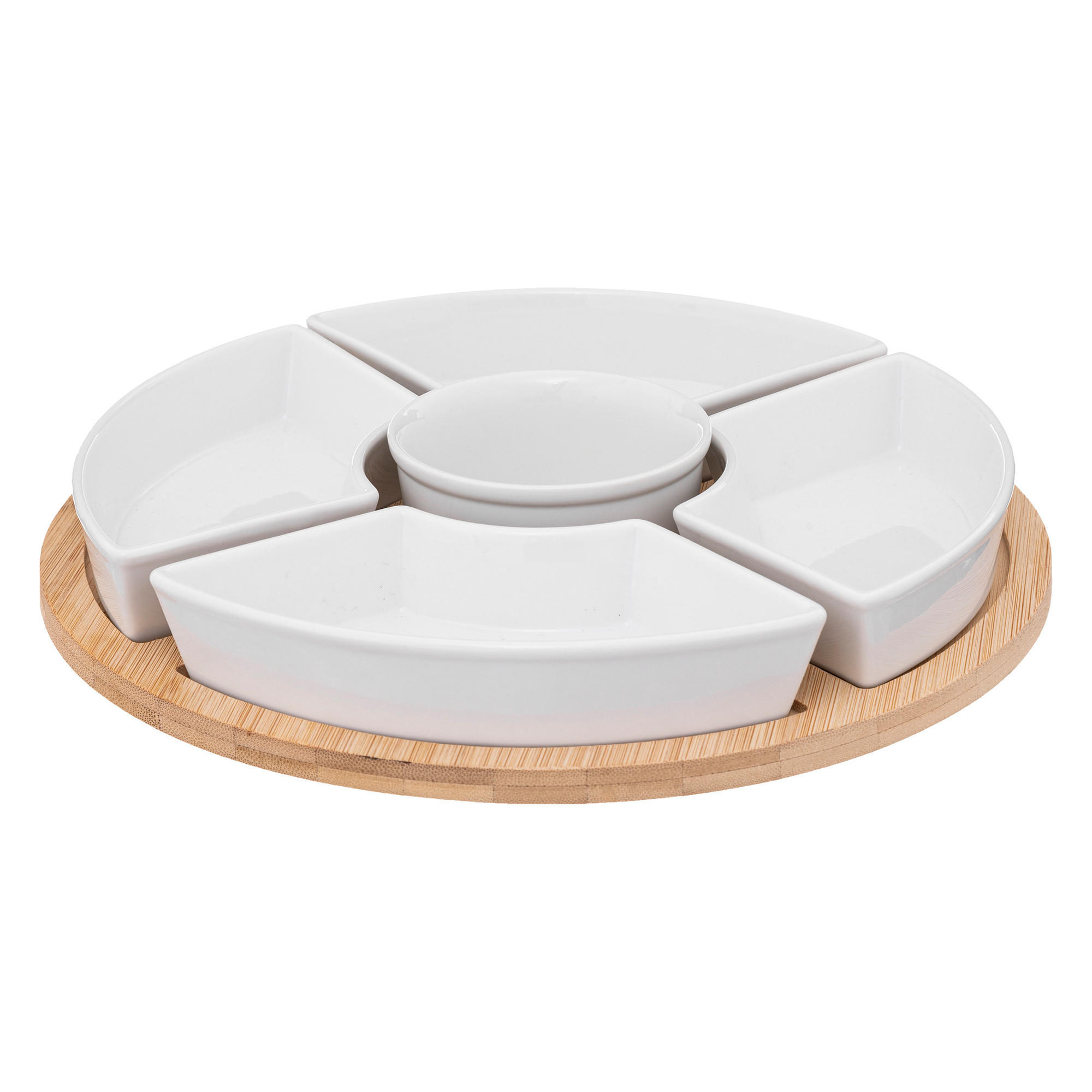 SNACK-SERVIERSET: Bambus Weiß 27/27/4,7 cm - Weiß, Keramik (27/4.7/27cm) - Secret de Gourmet