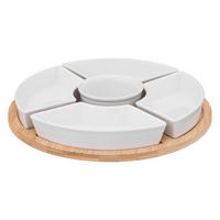 SNACK-SERVIERSET: Bambus Weiß 27/27/4,7 cm - Weiß, Keramik (27/4.7/27cm) - Secret de Gourmet