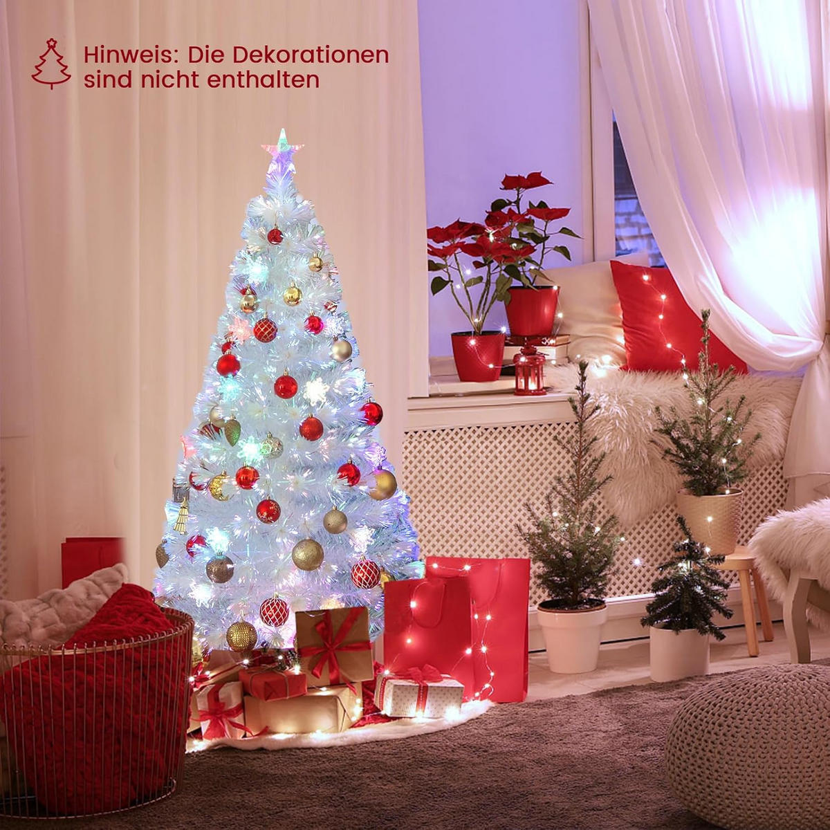 TANNENBAUM Weiß - Weiß, Kunststoff (150cm) - COSTWAY