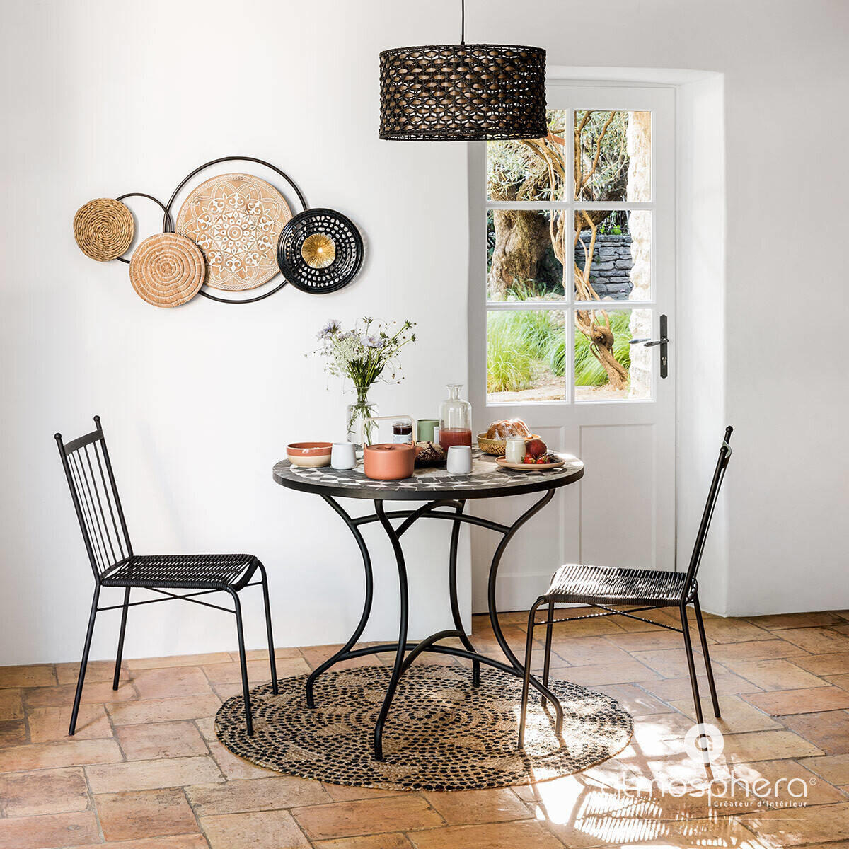 JUTETEPPICH Ø 120 cm - Beige/Dunkelbraun, Naturmaterialen (120/120cm) - Atmosphera Createur d´interieur