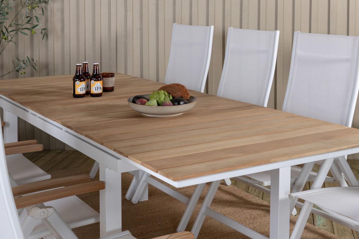 GARTENTISCH Weiß - Weiß, Holzwerkstoff (240/90/76cm) - ebuy24