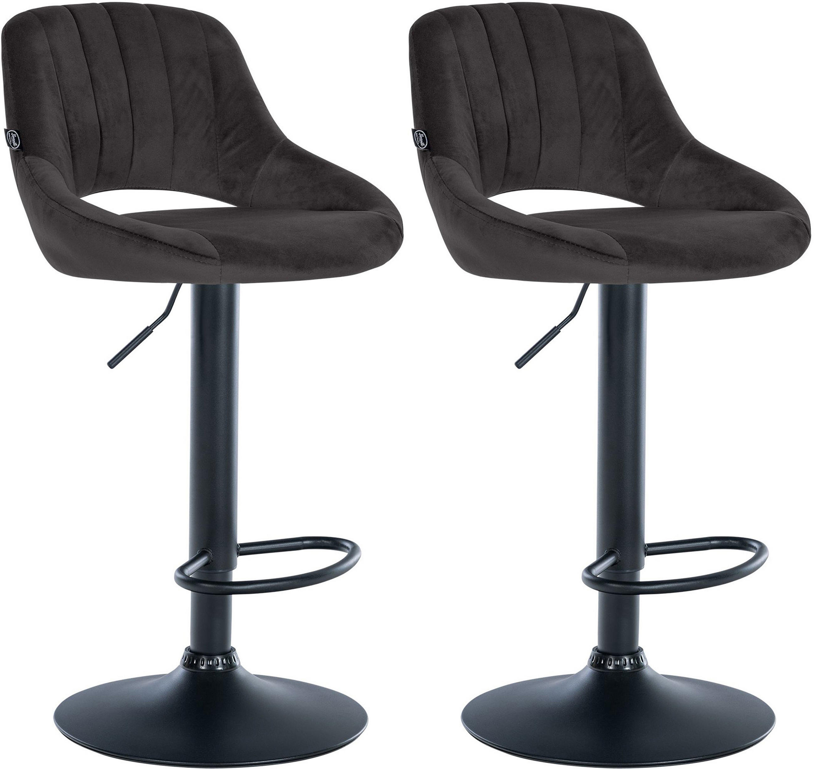 BARHOCKER 2er Set Milos Samt B schwarz - Schwarz, Textil/Metall (47/106/48cm) - TPFLiving