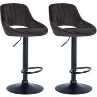BARHOCKER 2er Set Milos Samt B schwarz - Schwarz, Textil/Metall (47/106/48cm) - TPFLiving