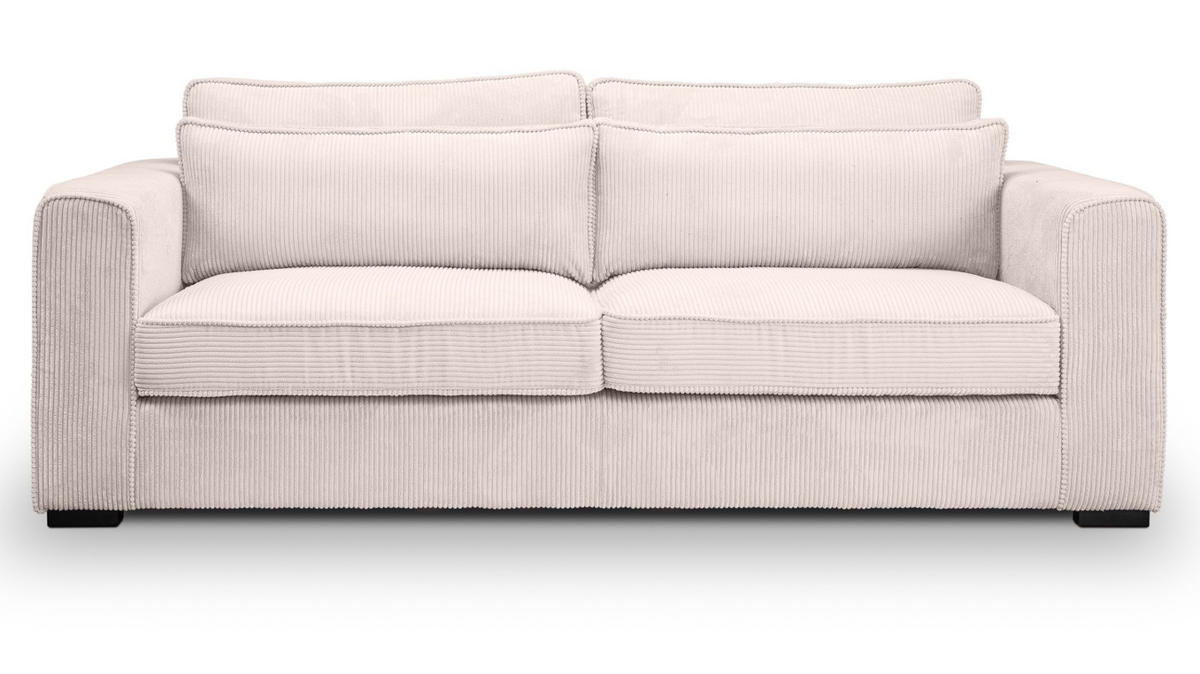 SOFA grau-beige Cord 3-Sitzer 241 cm, Couch mit Wellenfederung - Beige/Schwarz, Holzwerkstoff/Kunststoff (241/92/112cm) - Inn.Furn