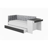 JUGENDBETT FABIAN 90/200 cm in Weiß/Graphit links - Graphitfarben/Weiß, Holzwerkstoff/Textil (90/200cm) - Deine Möbel 24