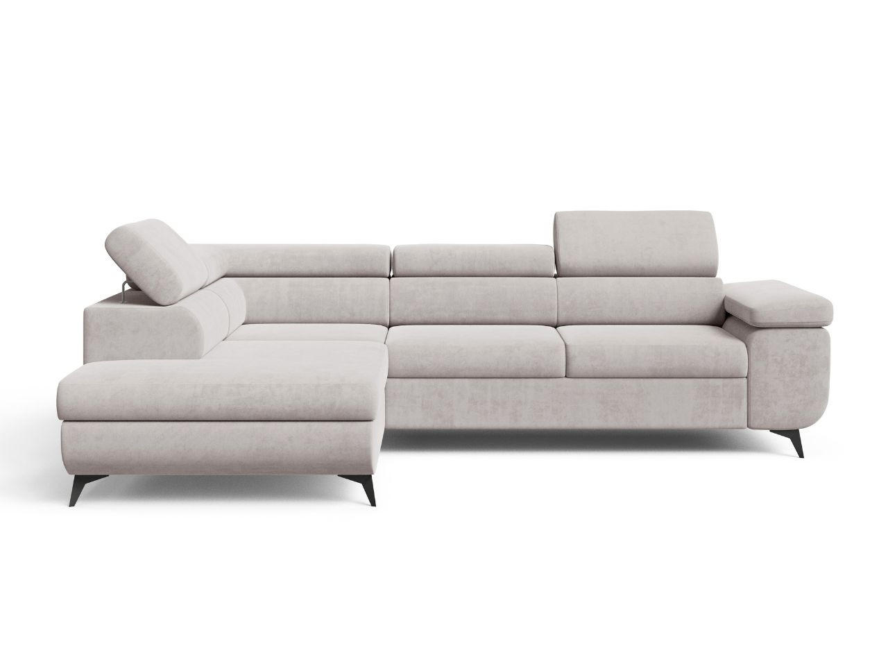 ECKSOFA Argon Grau Links - Schwarz/Grau, Holz/Textil (255/190cm) - Graingold