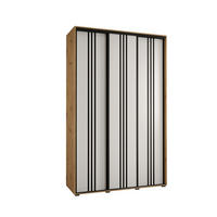 SCHWEBETÜRENSCHRANK 235,2/160/60 3-türig - Schwarz/Eiche Artisan, Holz/Metall (160/235/60cm) - Abiks Möbel