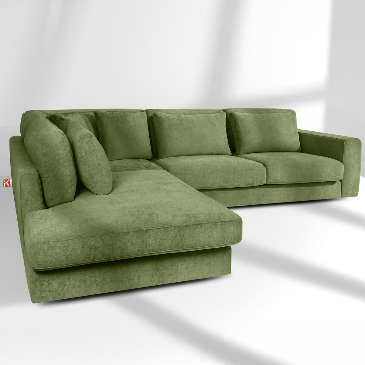ECKSOFA links VERUS - Grün, Holz/Holzwerkstoff (297/248cm) - KONSIMO®