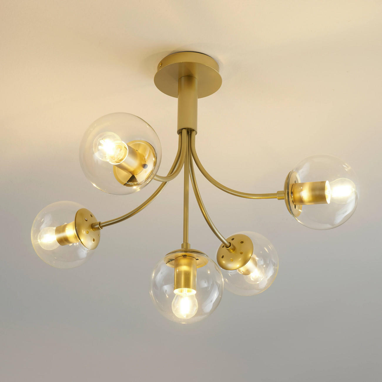 DECKENLEUCHTE Ciara, Gold / Messing, 48cm - Goldfarben, Glas (48/58/48cm) - KOSILUM