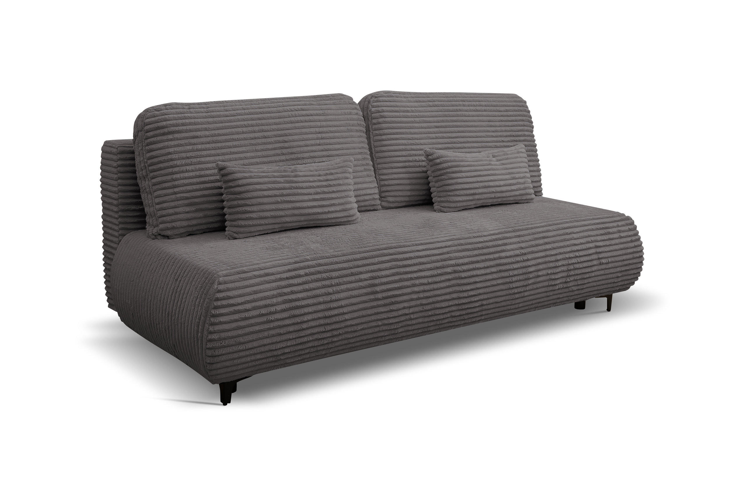 SCHLAFSOFA Etna mit Schlaffunktion und Bettkasten, Farbe: Grau, Cordstoff, Ottomane Unsiversal - Grau, Textil (205/80/90cm) - VENASI MÖBEL