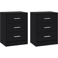 NACHTTISCH 2er Set, 39x54x28 cm, Schwarz - Schwarz, Holzwerkstoff (39/54/28cm) - Woltu