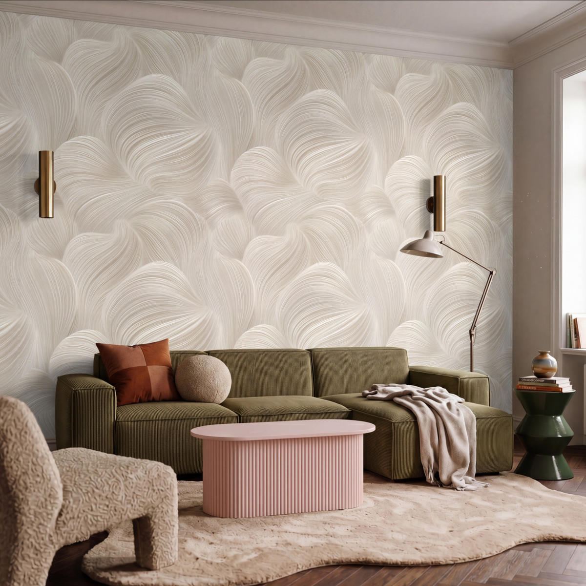 TAPETE - Lines - Ventilator - Beige - 400x300 cm - Creme, Papier (400/300cm) - OnlyWow